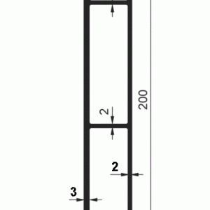 Profil wywrotki wzmocniony do burty 30mm środkowy 200mm, aluminium