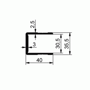 Profil do burty 30mm zakończeniowy typ C, aluminium anodowane