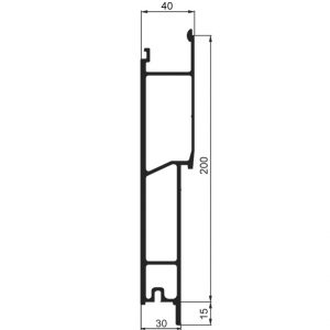 Profil wywrotki wzmocniony do burty 40mm dolny 200mm, aluminium