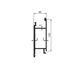 Profil wywrotki wzmocniony do burty 40mm środkowy 100mm, aluminium