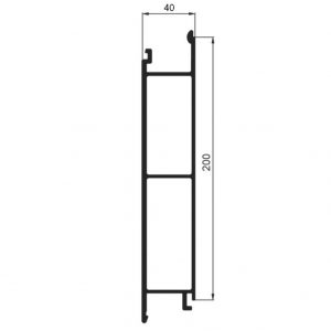 Profil wywrotki wzmocniony do burty 40mm środkowy 200mm, aluminium
